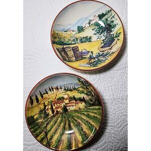 Set Of 2 cmg Olive Motif Oil Dipping/Salad Bowls Hand painted In Portugal. 5.75'